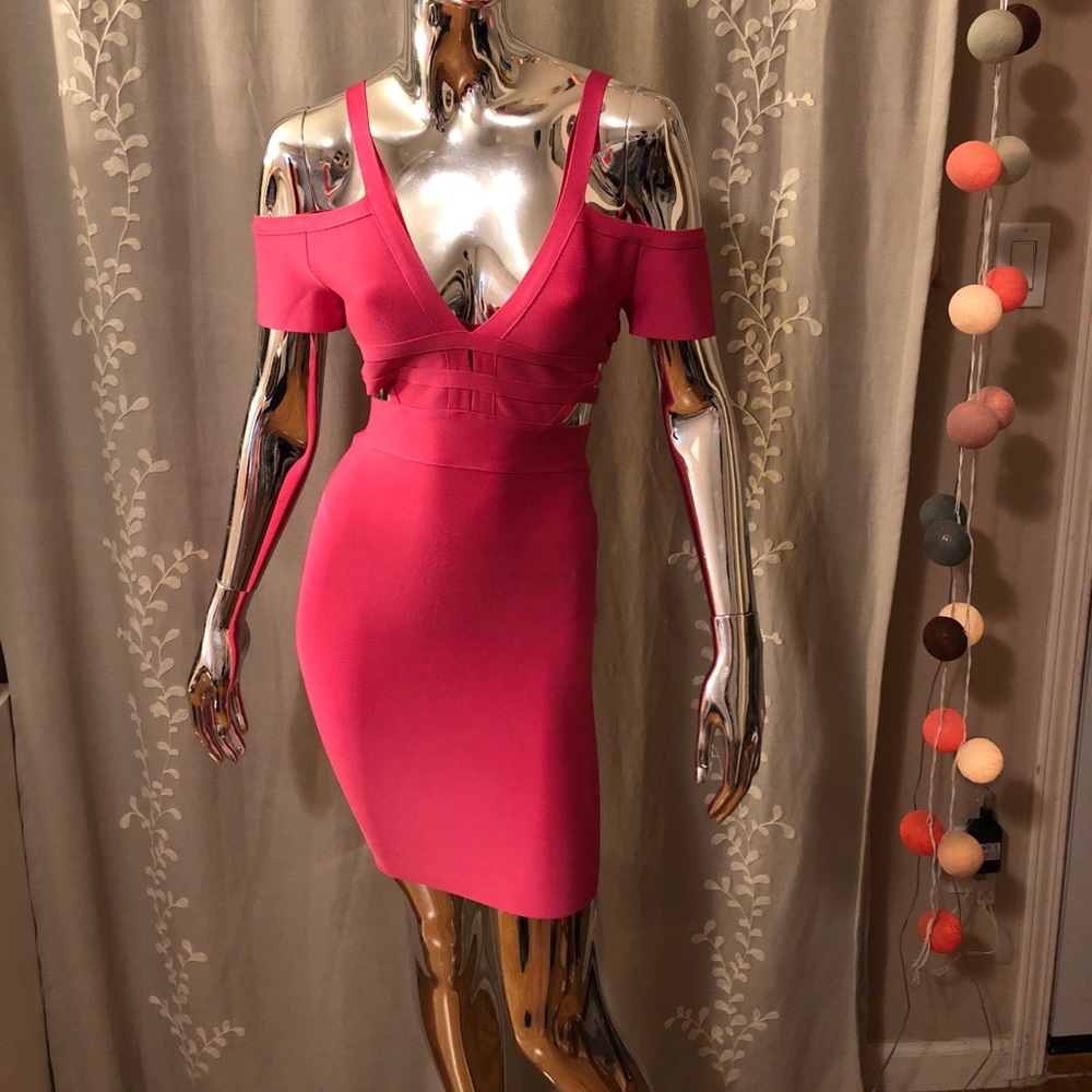 Pink Cutout Bandage Dress